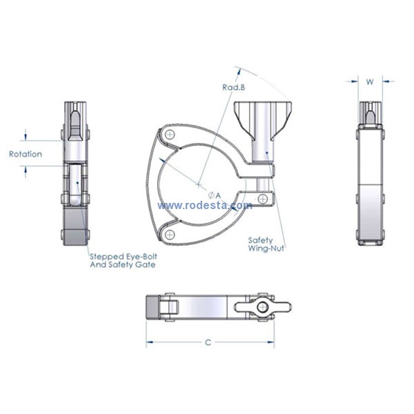 Tri-clamp, safety clamp